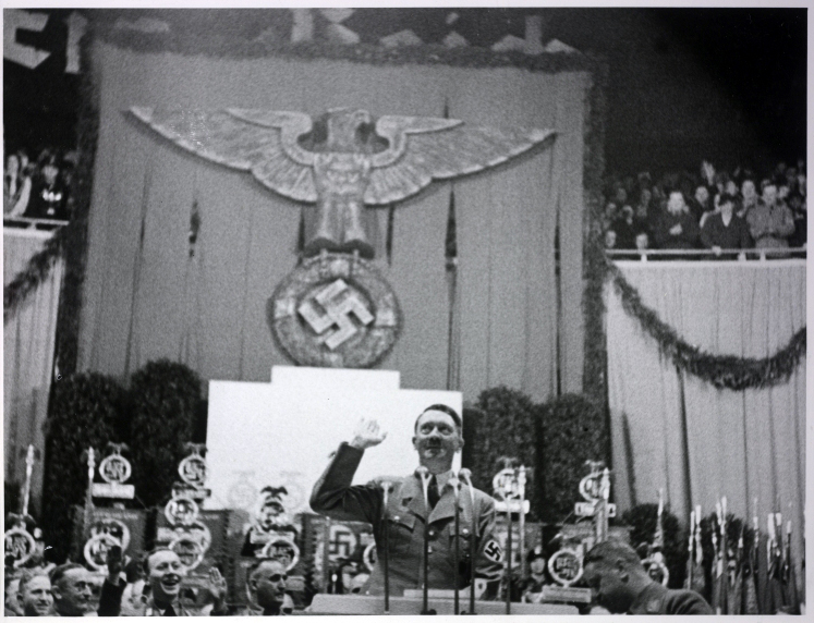 Hitler gives a speech in Berlin's Sportpalast